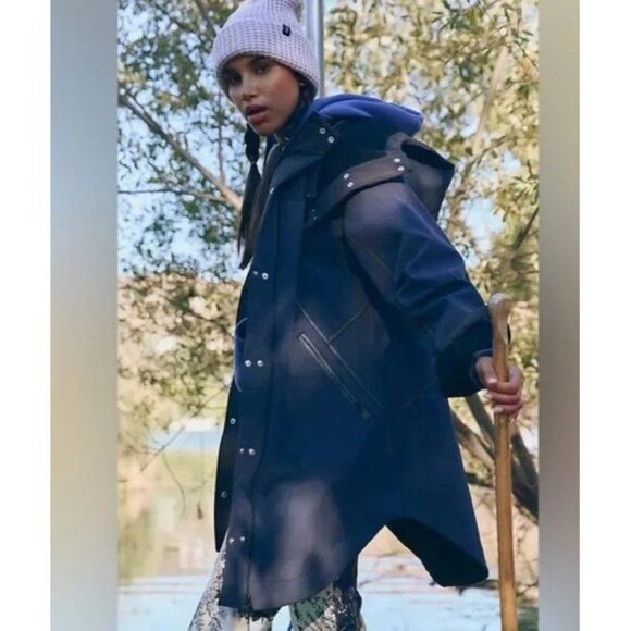 Free People Moon Magic Reflective Rain Parka Raincoat Waterproof Size M NWT - Picture 2 of 6